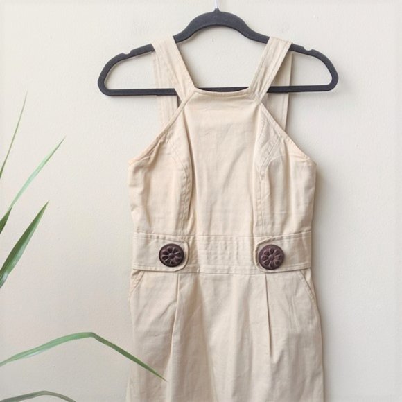 MILLY Tan Khaki Sleeveless Mini Jumper Dress Sz. 6 - Picture 7 of 7